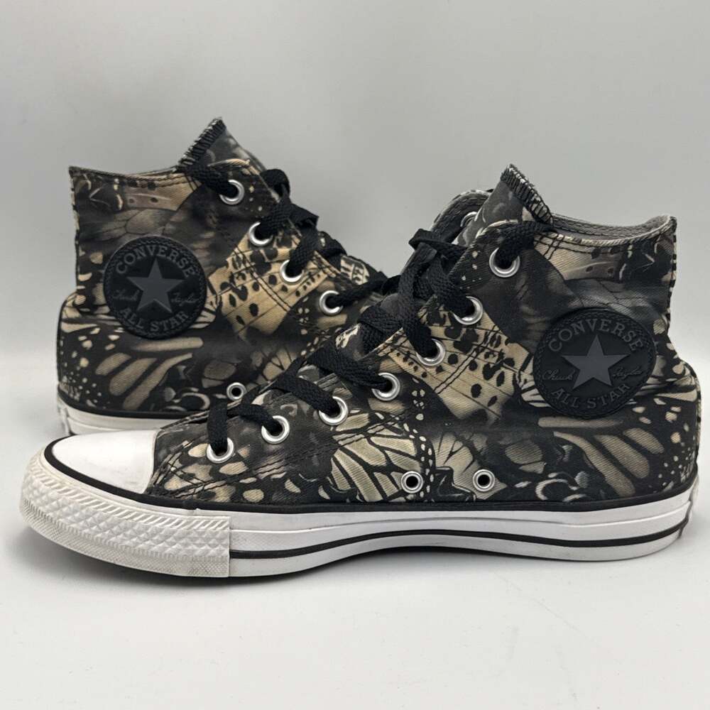 Converse All Star SIZE 8 Womens Monarch Butterfly High Top Chucks Black And Grey